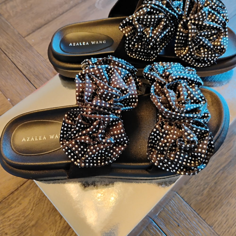 Azalea Wang Black Studded Women's Sandals